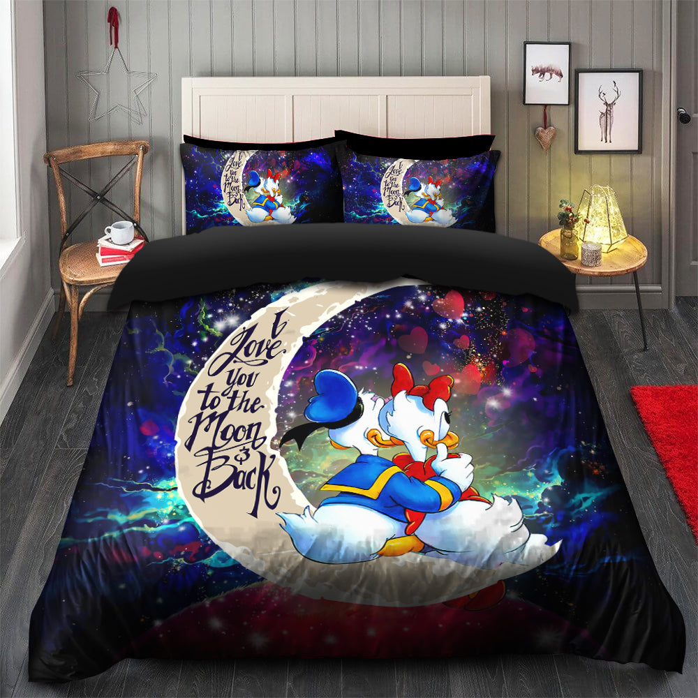 Couple Cute Duck Couple Love You To The Moon Galaxy Bedding Set Duvet Cover And 2 Pillowcases Nearkii