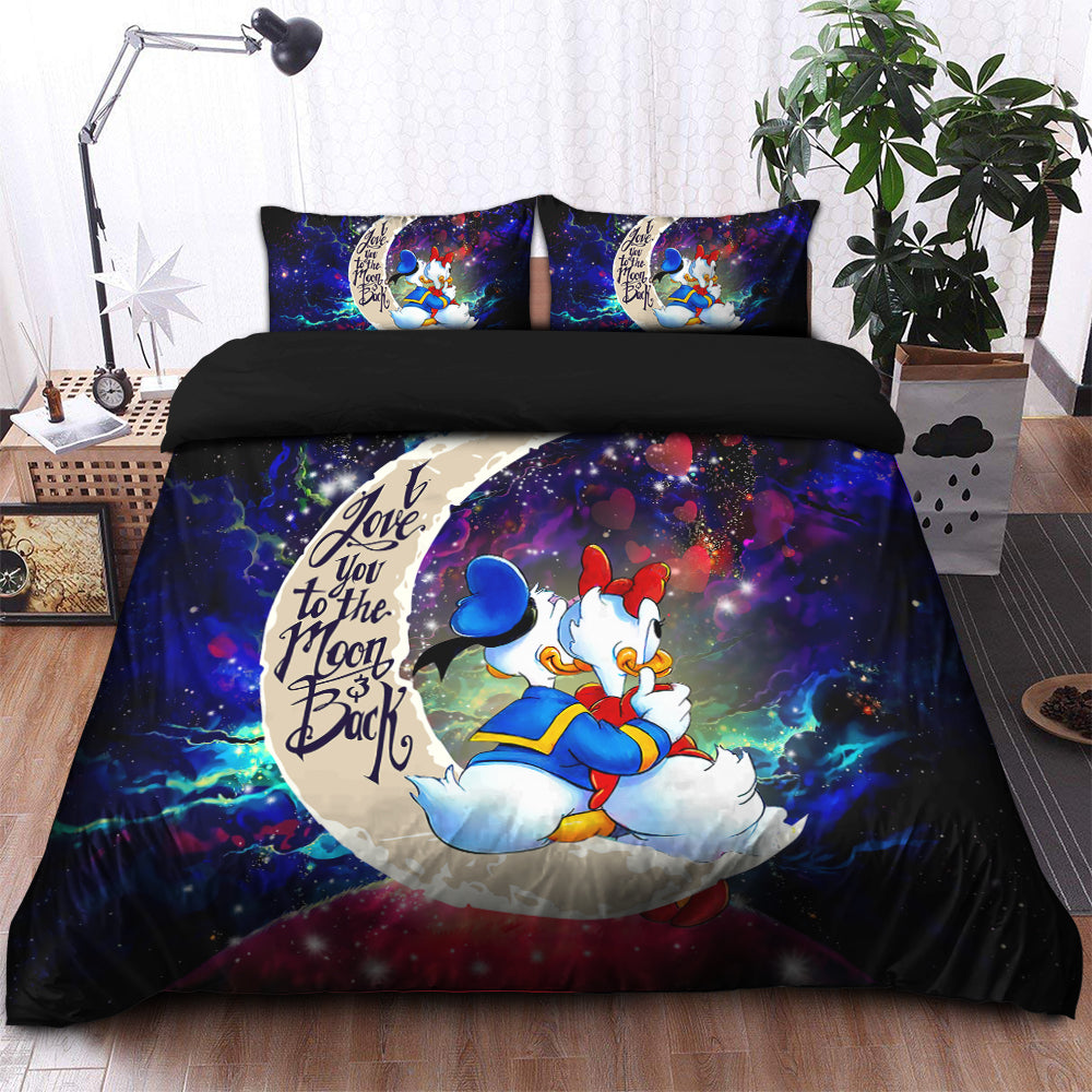 Couple Cute Duck Couple Love You To The Moon Galaxy Bedding Set Duvet Cover And 2 Pillowcases Nearkii