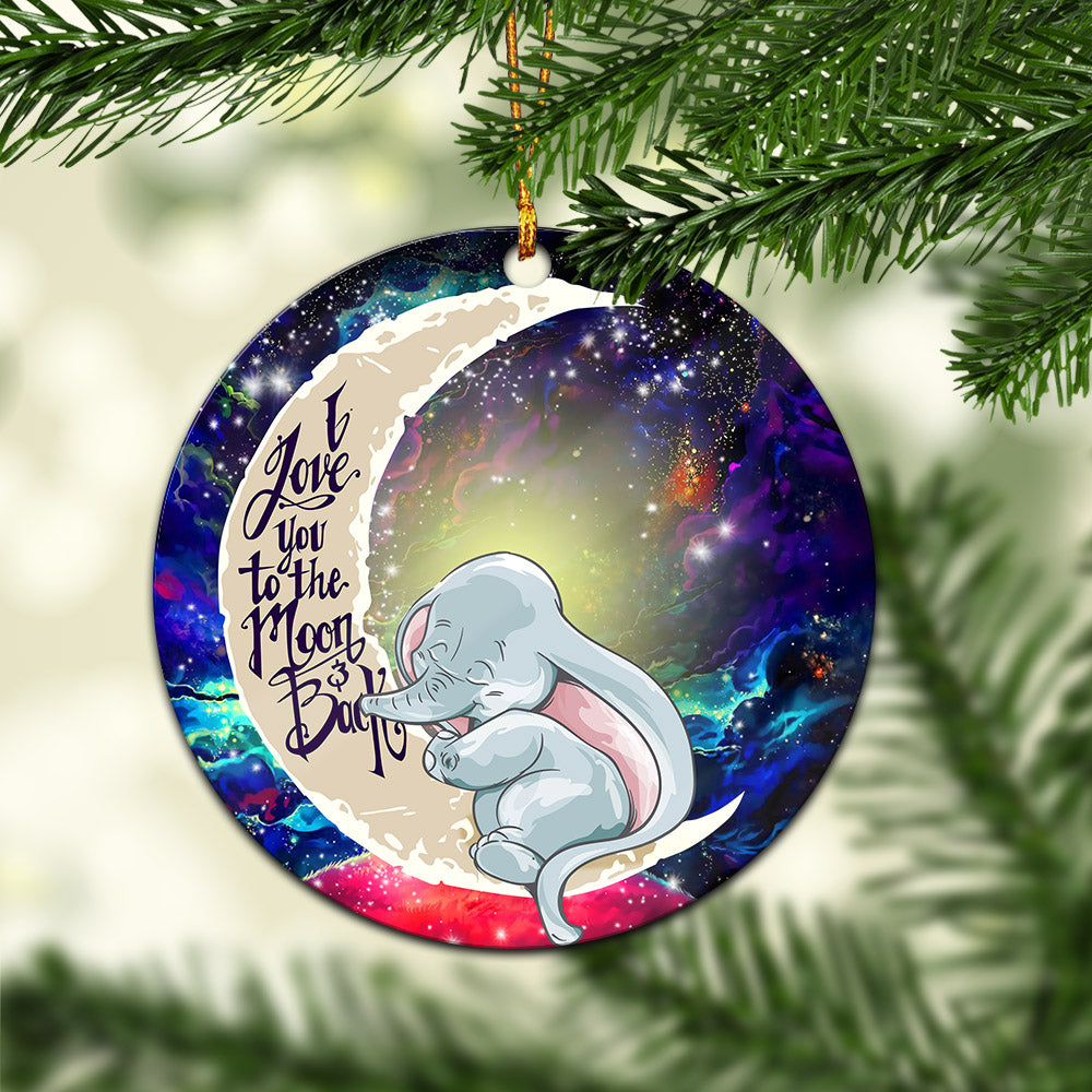 Dumbo Elephant Love You To The Moon Galaxy Mica Circle Ornament Perfect Gift For Holiday Nearkii