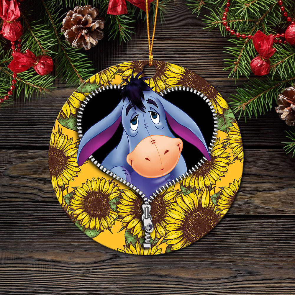 Eeyore Sunflower Zipper Mica Circle Ornament Perfect Gift For Holiday Nearkii