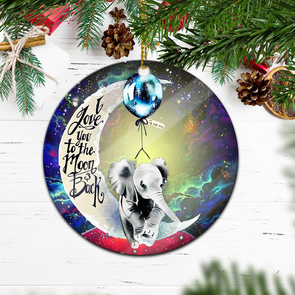 Elephant Love You To The Moon Galaxy Mica Circle Ornament Perfect Gift For Holiday Nearkii
