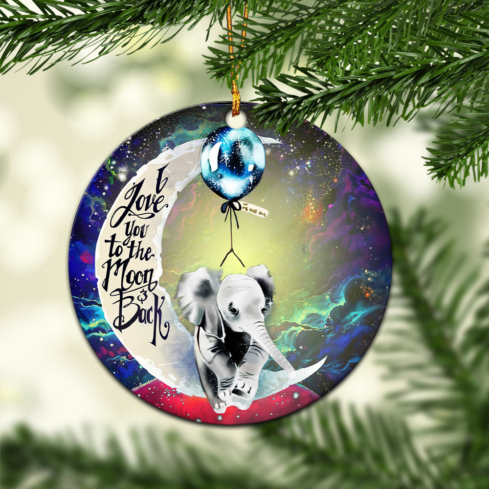 Elephant Love You To The Moon Galaxy Mica Circle Ornament Perfect Gift For Holiday Nearkii