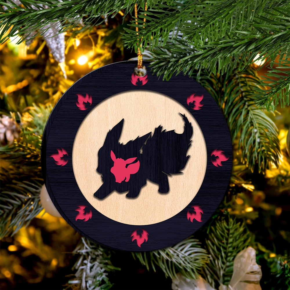Flareon Eevee Evolution Pokemon Wood Circle Ornament Perfect Gift For Holiday Nearkii