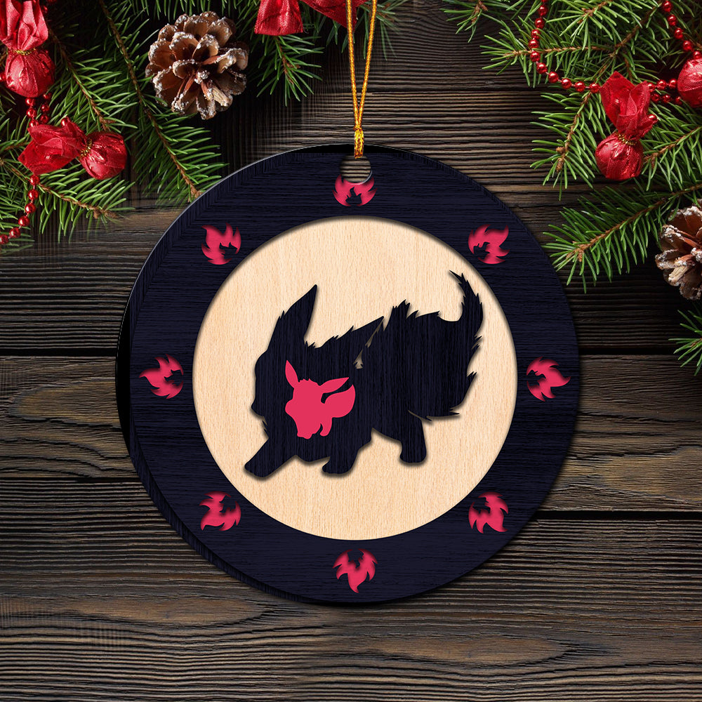 Flareon Eevee Evolution Pokemon Wood Circle Ornament Perfect Gift For Holiday Nearkii