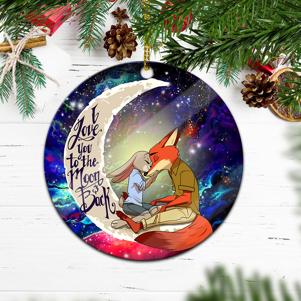 Fox Couple Love You To The Moon Galaxy Mica Circle Ornament Perfect Gift For Holiday Nearkii