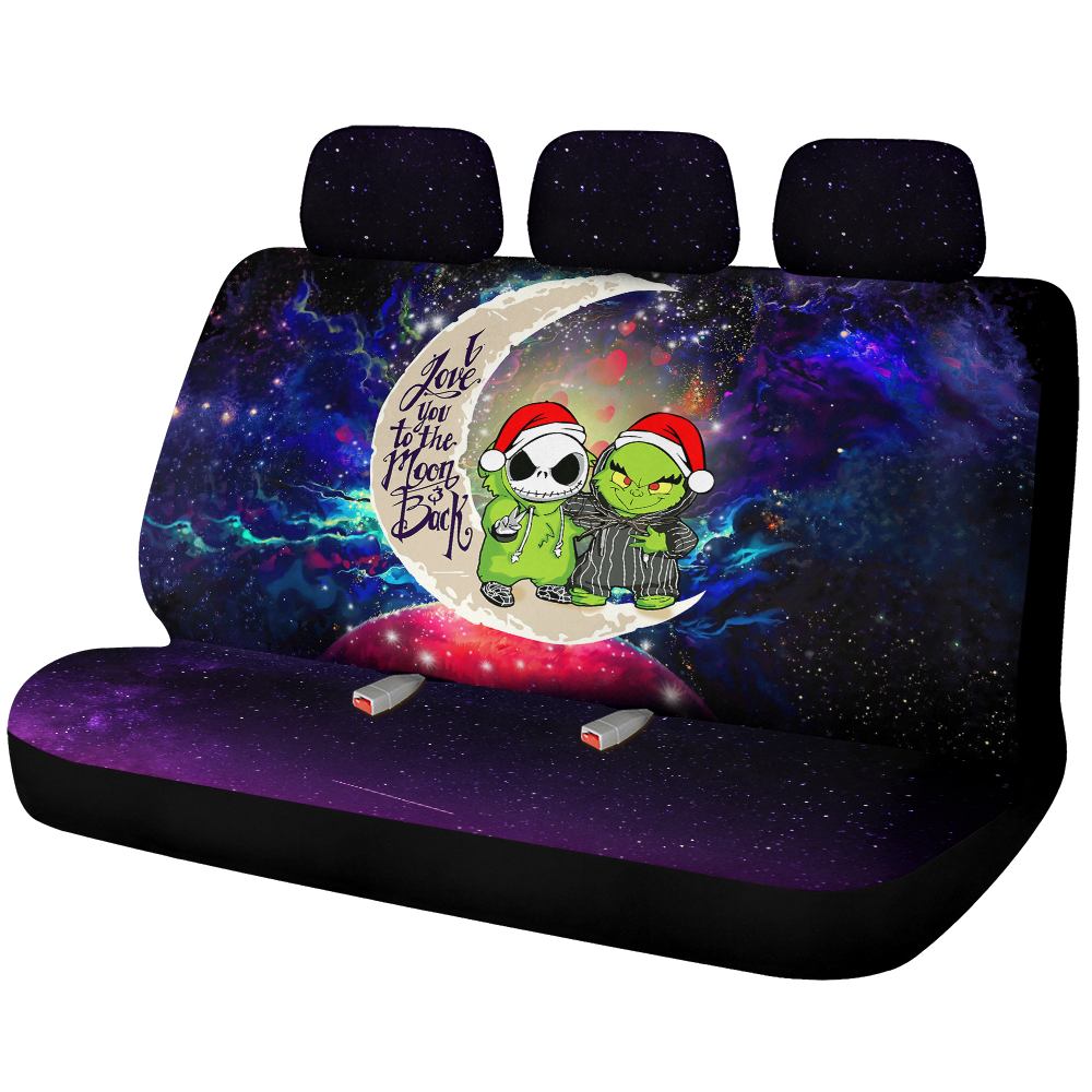 Grinch And Jack Nightmare Before Christmas Love You To The Moon Galaxy Car Back Seat Covers Decor Protectors Nearkii