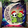 Grinch And Jack Nightmare Before Christmas Love You To The Moon Galaxy Quilt Blanket Nearkii