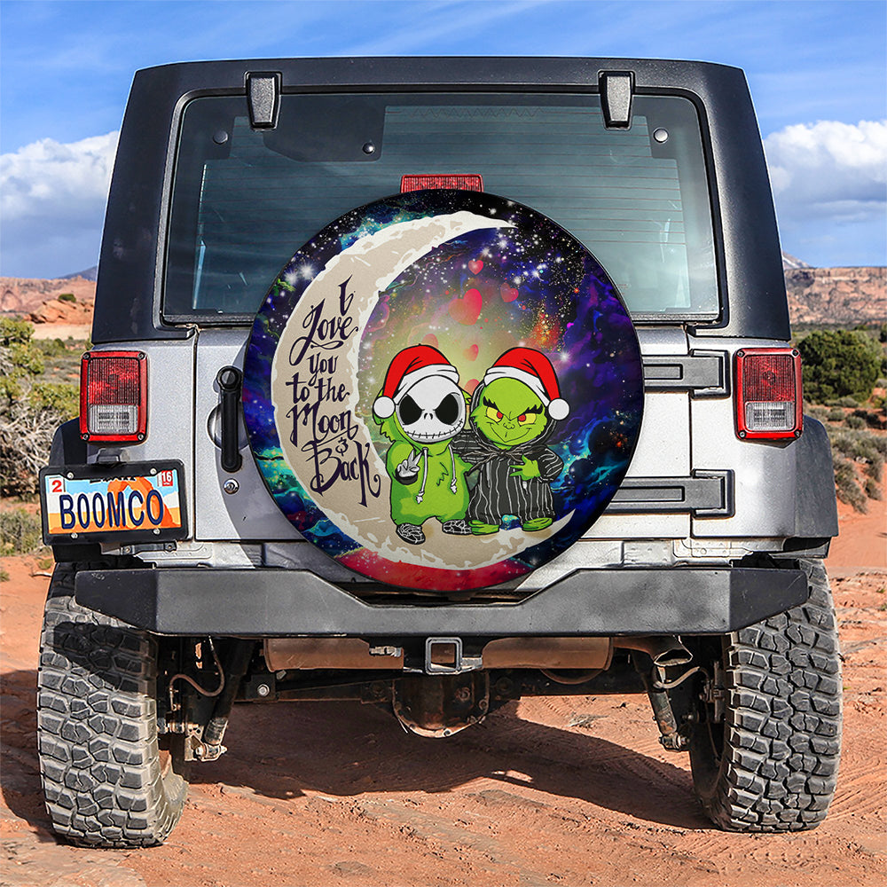 Grinch And Jack Nightmare Before Christmas Love You To The Moon Galaxy Car Spare Tire Covers Gift For Campers Nearkii