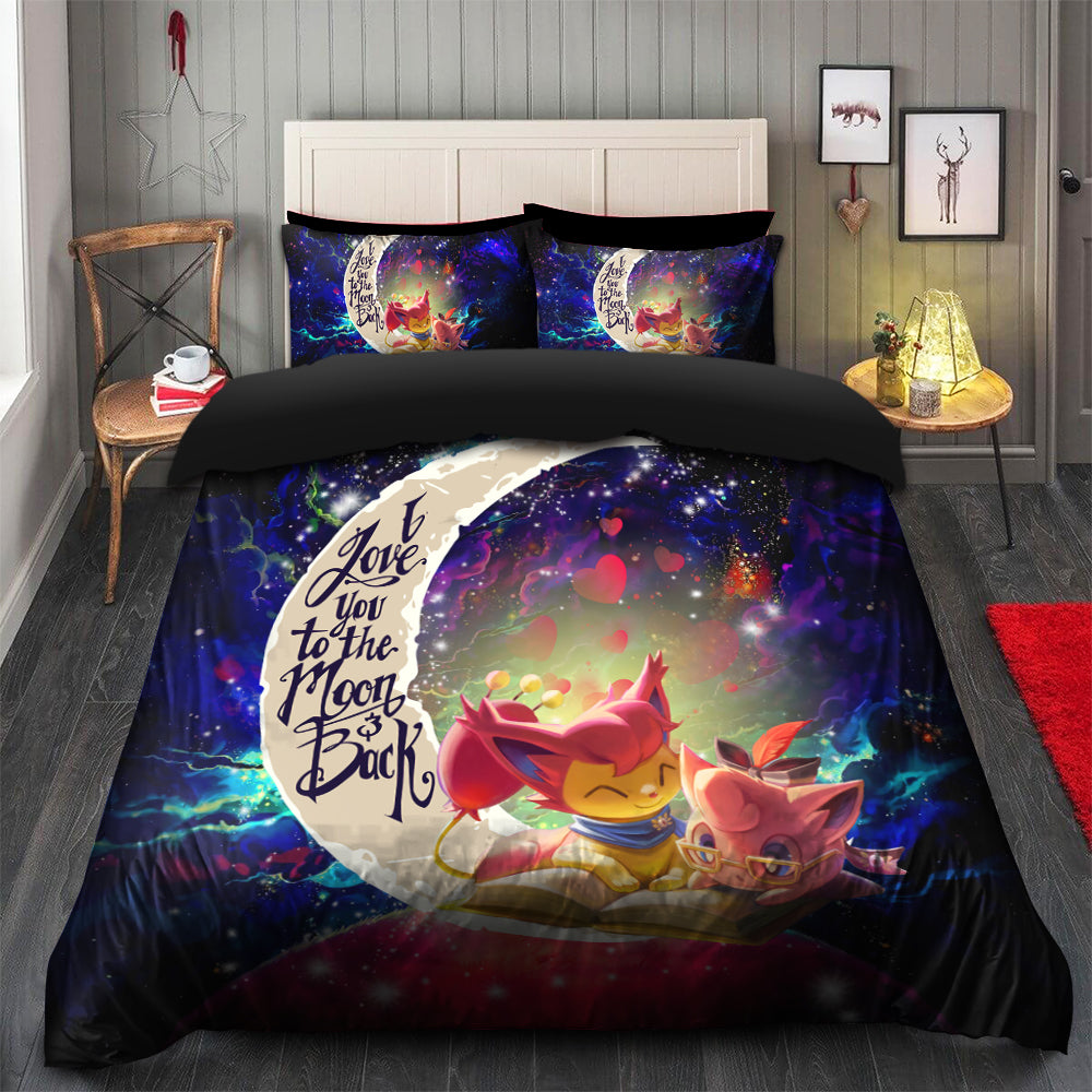 Skitty And Jigglypuff Pokemon Love You To The Moon Galaxy Bedding Set Duvet Cover And 2 Pillowcases Nearkii