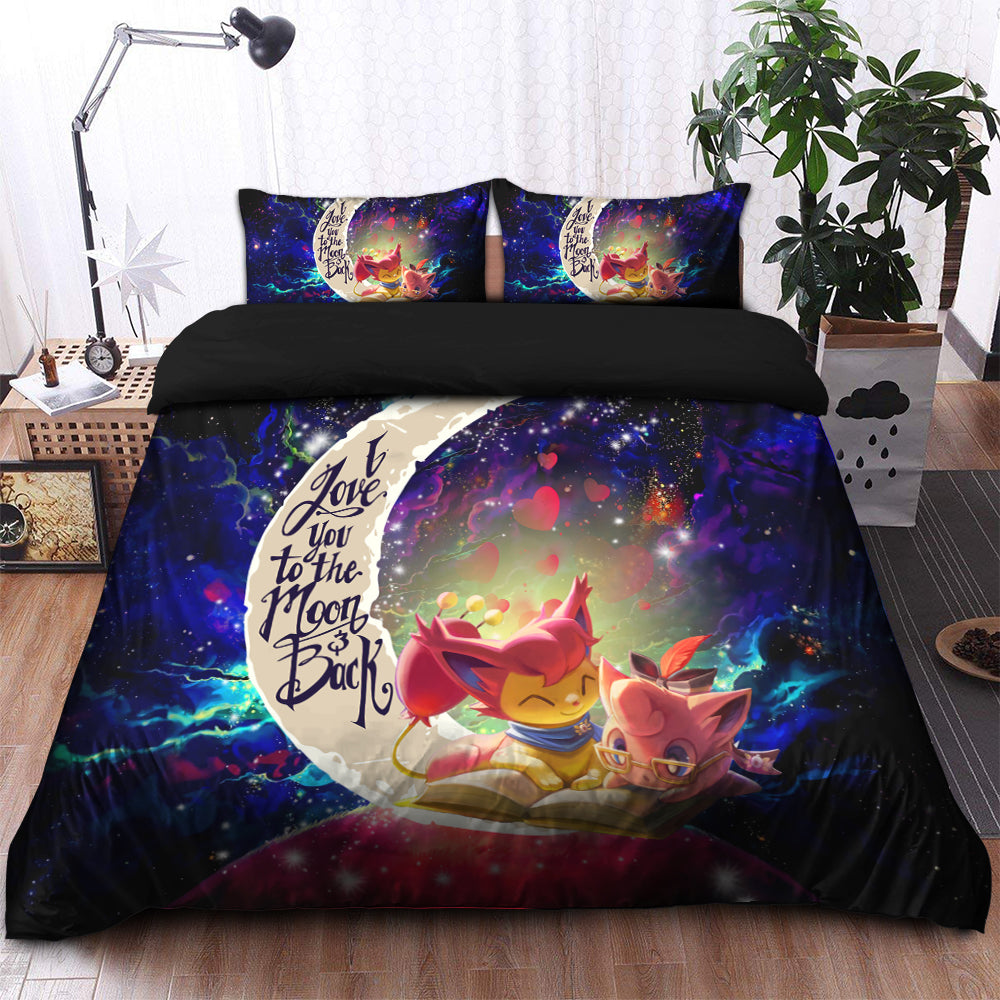 Skitty And Jigglypuff Pokemon Love You To The Moon Galaxy Bedding Set Duvet Cover And 2 Pillowcases Nearkii