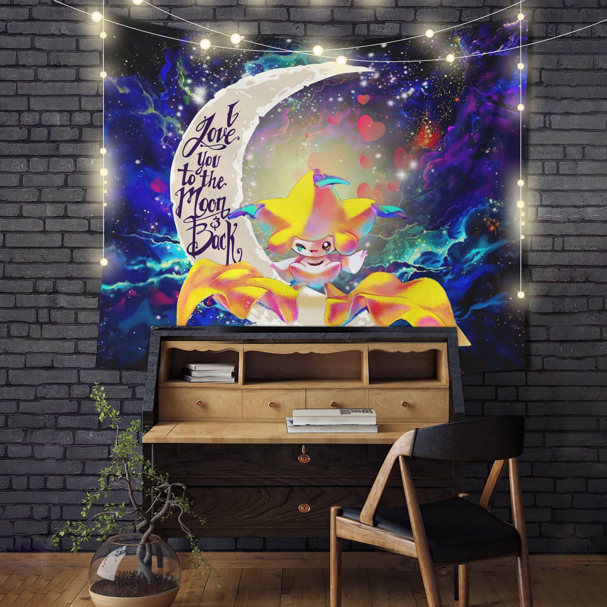 Jirachi Pokemon Love You To The Moon Galaxy Tapestry Room Decor Nearkii