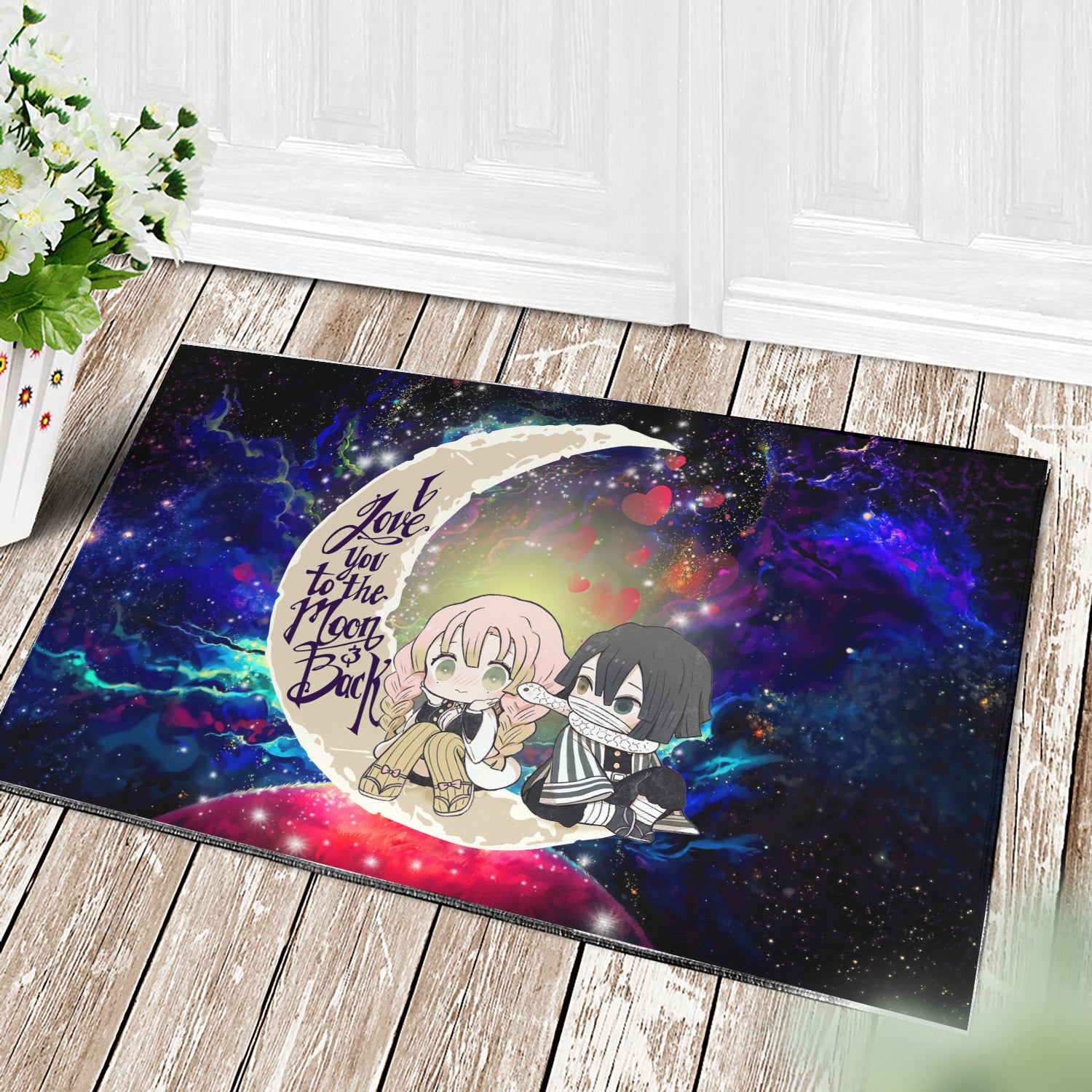 Kanroji And Kaburamaru Demon Slayer Love You To The Moon Galaxy Doormat Home Decor Nearkii