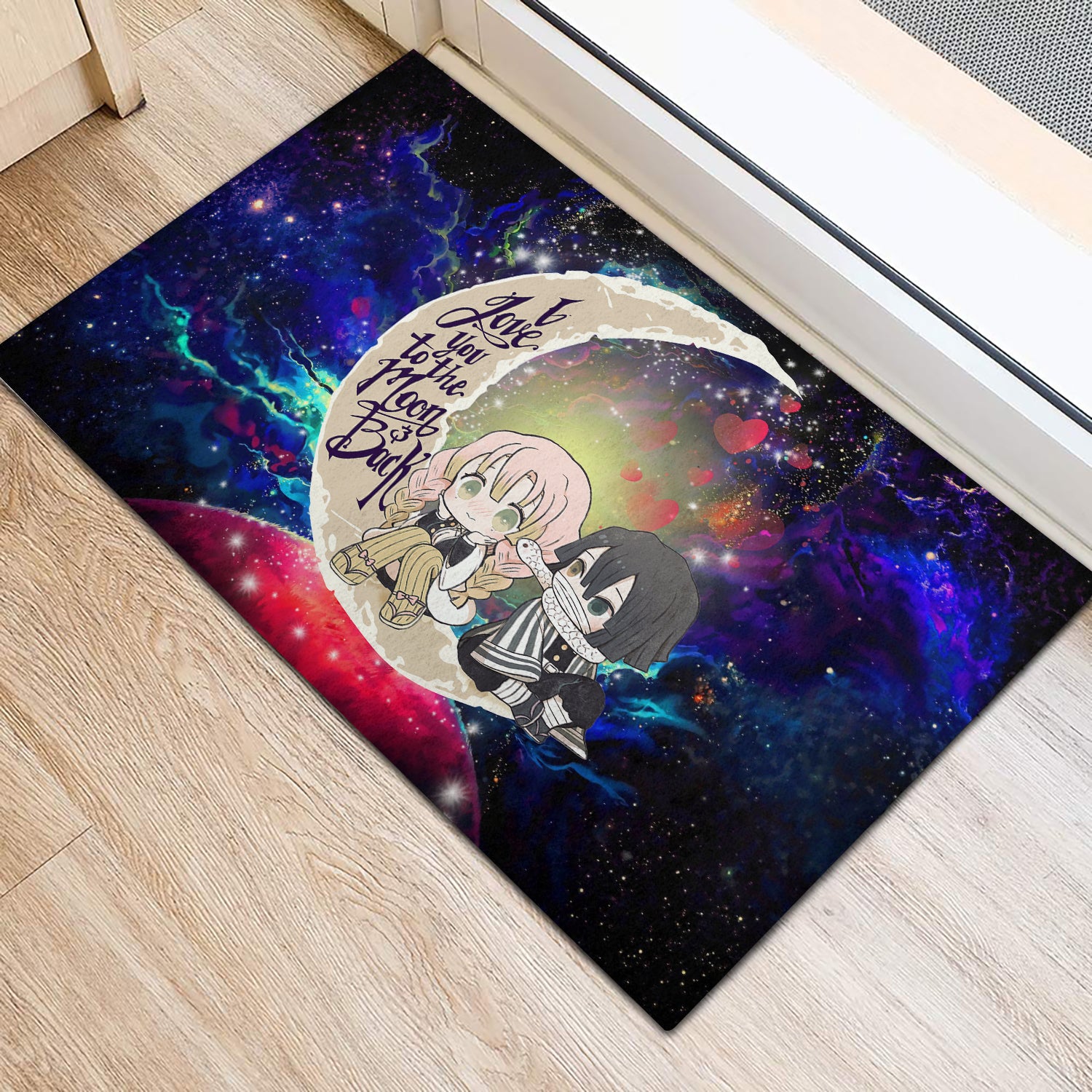 Kanroji And Kaburamaru Demon Slayer Love You To The Moon Galaxy Doormat Home Decor Nearkii