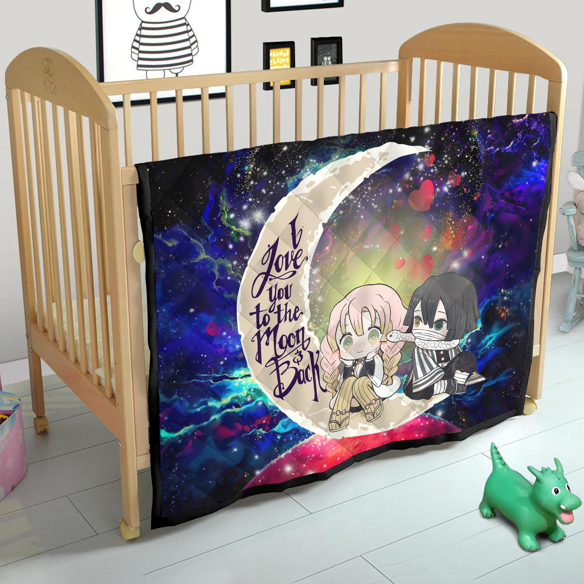 Kanroji And Kaburamaru Demon Slayer Love You To The Moon Galaxy Quilt Blanket Nearkii