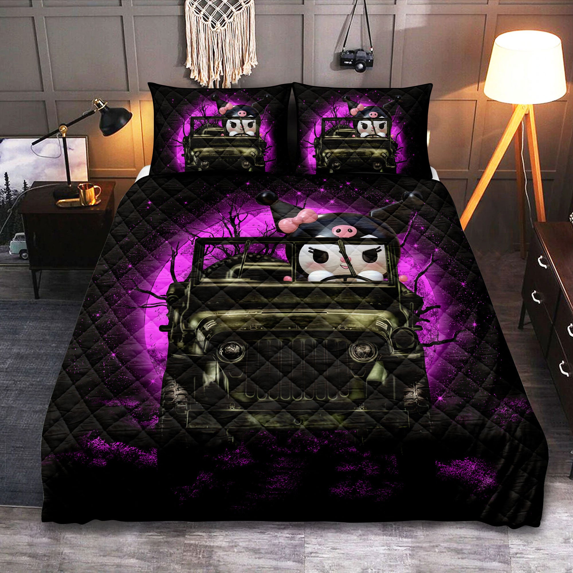 Kuromi Anime Funny Halloween Moonlight Quilt Bed Sets Nearkii