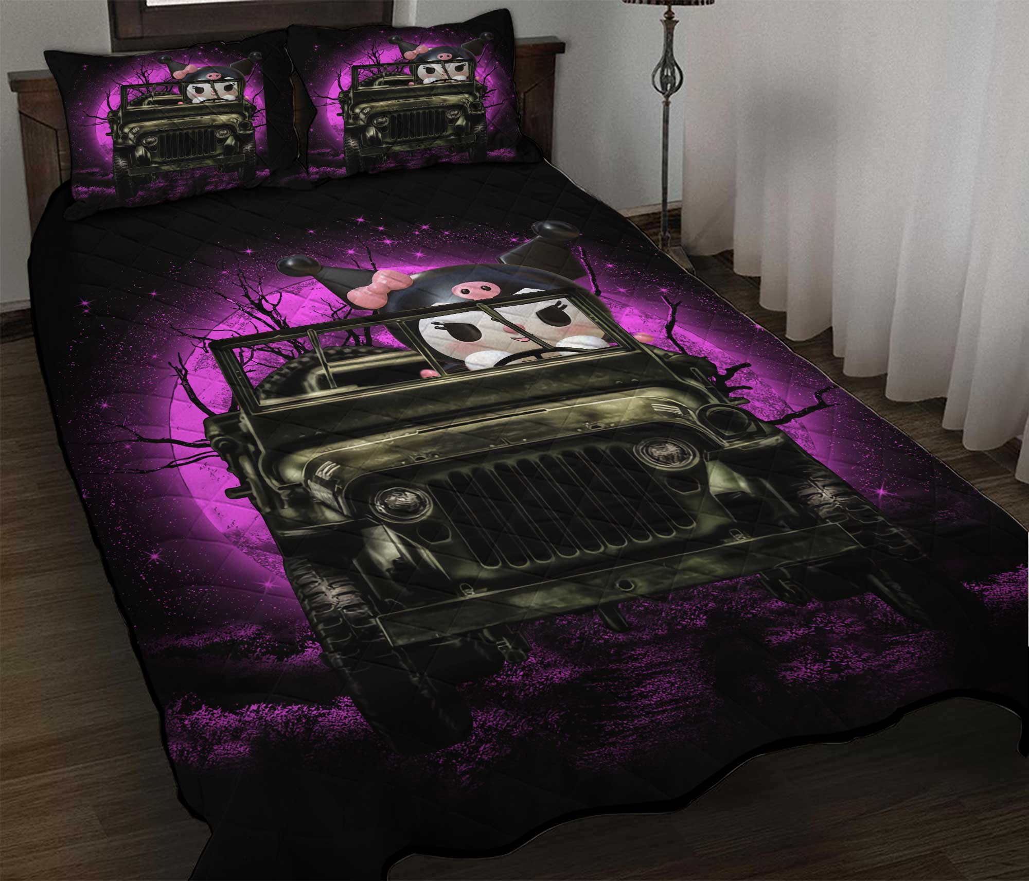 Kuromi Anime Funny Halloween Moonlight Quilt Bed Sets Nearkii