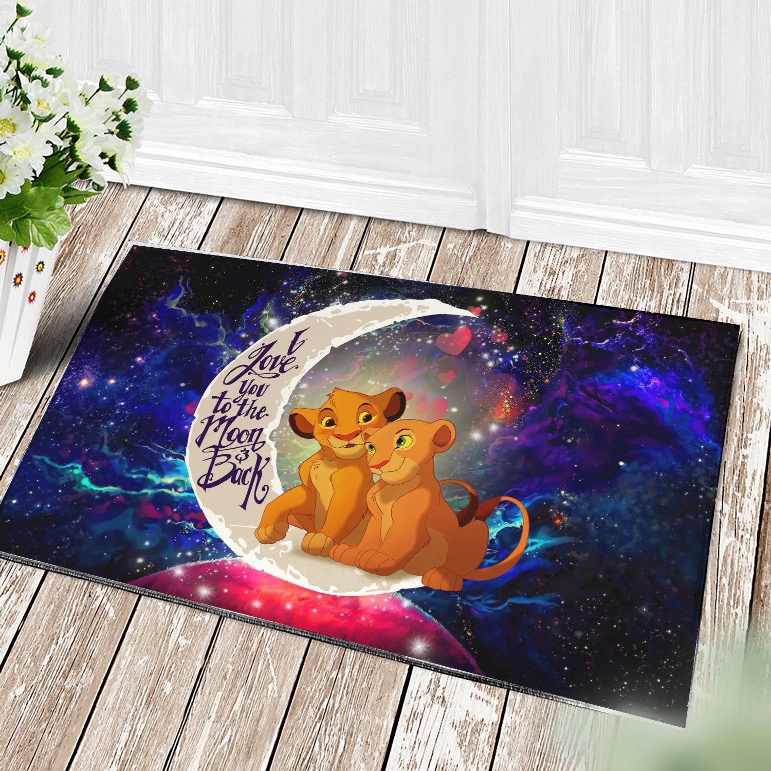 Lion King Simba Nala Love You To The Moon Galaxy Doormat Home Decor Nearkii