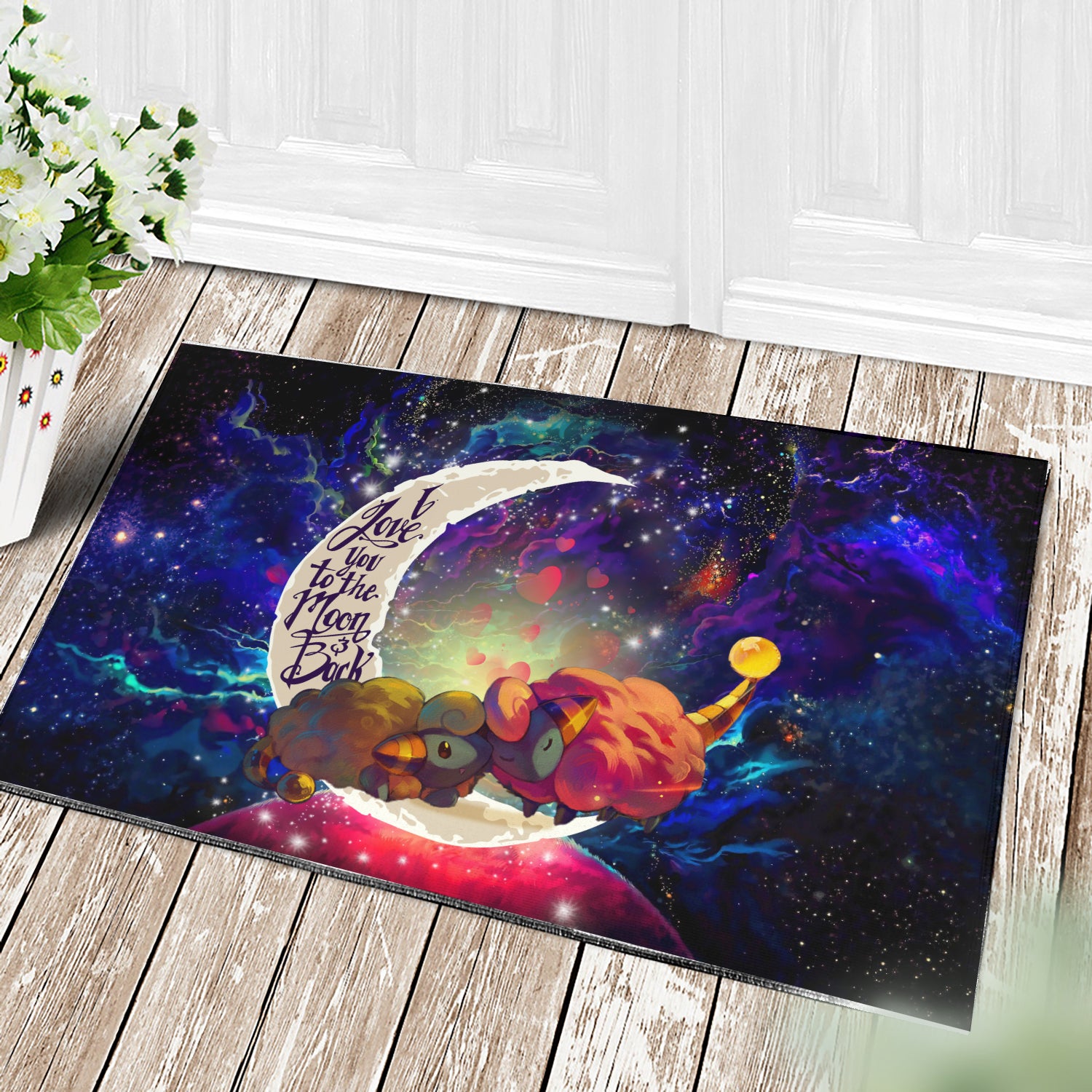 Mareep Pokemon Love You To The Moon Galaxy Doormat Home Decor Nearkii