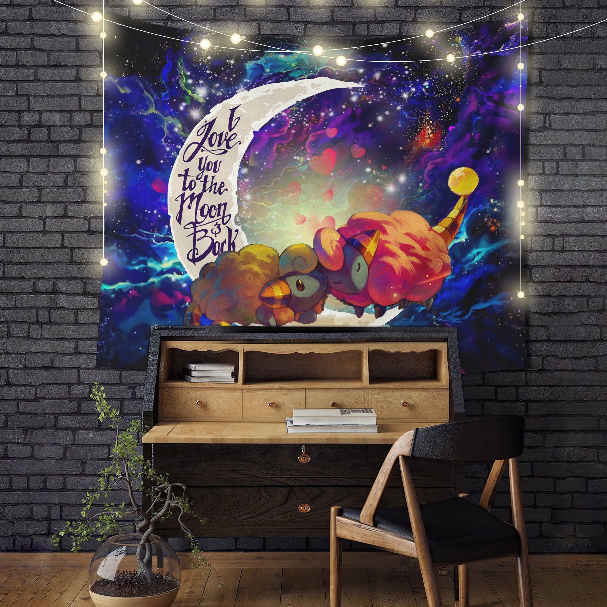 Mareep Pokemon Love You To The Moon Galaxy Tapestry Room Decor Nearkii