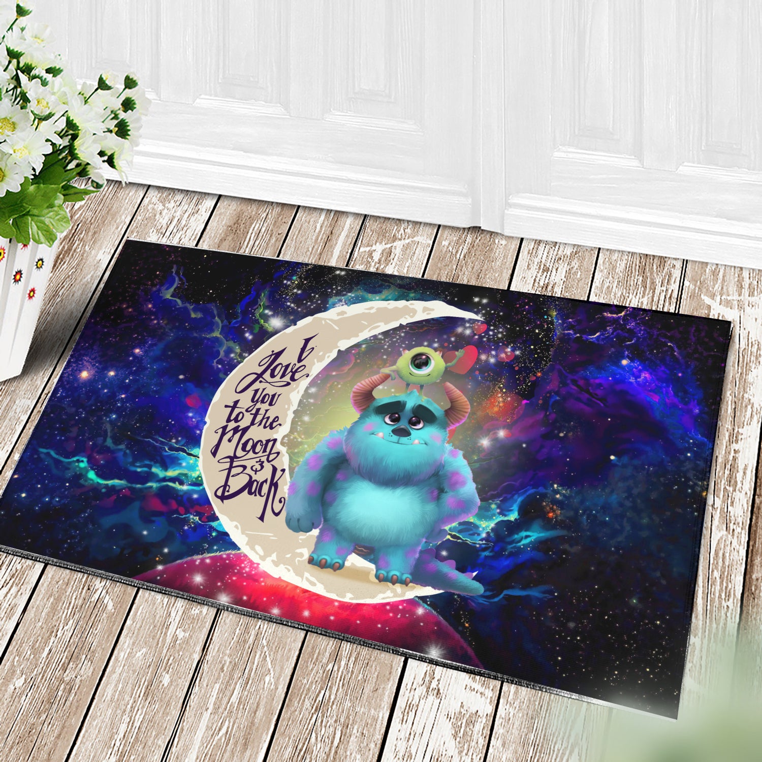 Monster Inc Sully And Mike Love You To The Moon Galaxy Doormat Home Decor Nearkii