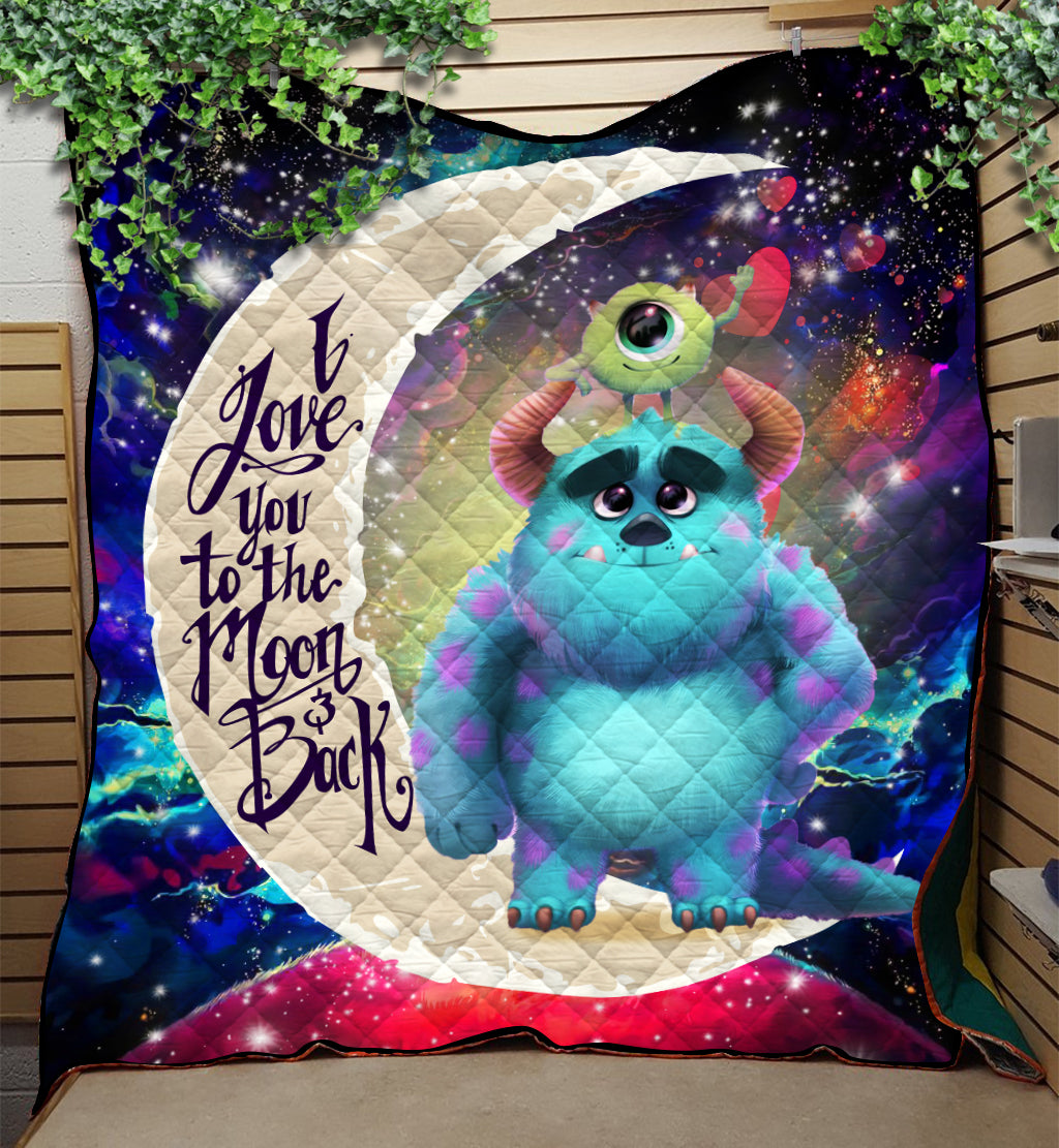 Monster Inc Sully And Mike Love You To The Moon Galaxy Quilt Blanket Nearkii