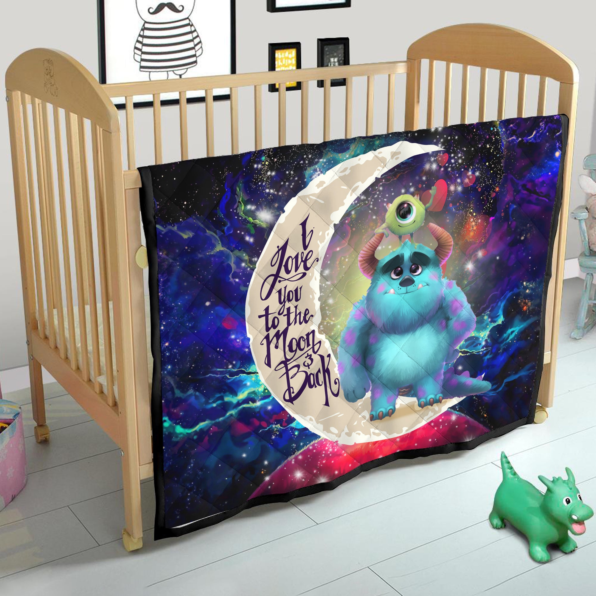 Monster Inc Sully And Mike Love You To The Moon Galaxy Quilt Blanket Nearkii