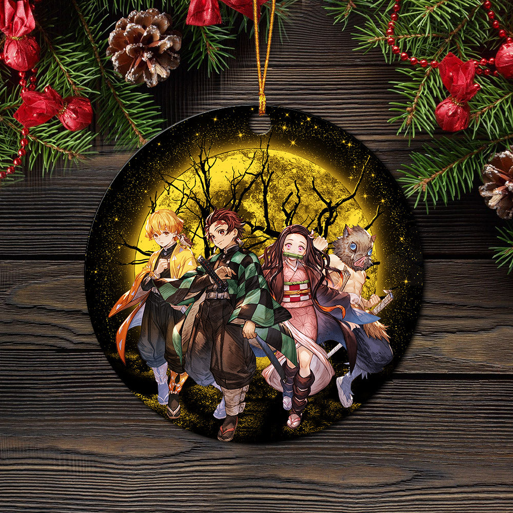 Moon Demon Slayer Background Moonlight Mica Circle Ornament Perfect Gift For Holiday Nearkii