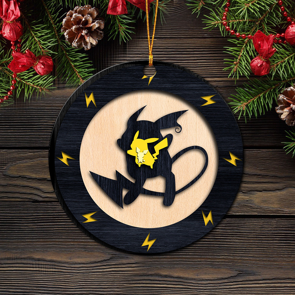 Pikachu Evolution Pokemon Wood Circle Ornament Perfect Gift For Holiday Nearkii