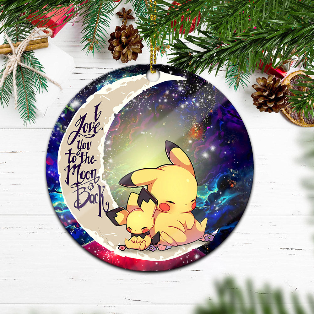 Pikachu Pokemon Sleep Love You To The Moon Galaxy Mica Circle Ornament Perfect Gift For Holiday Nearkii