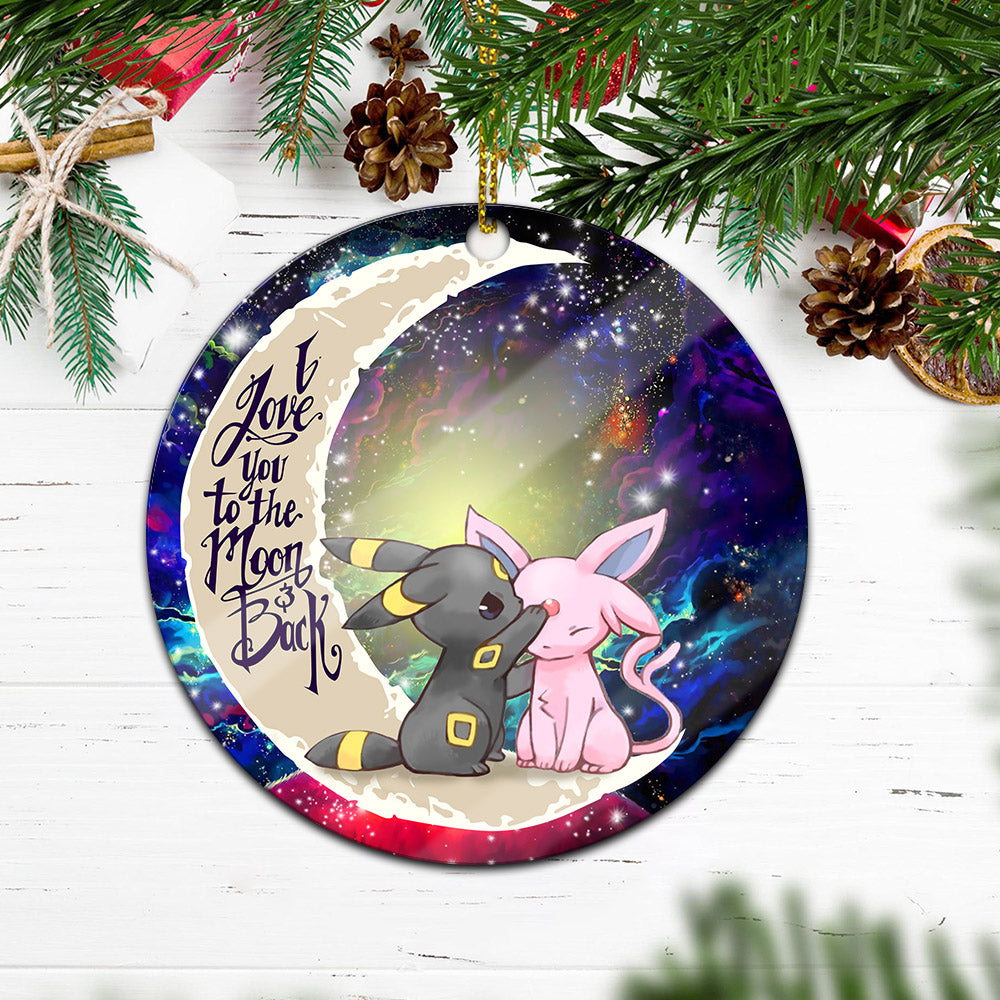 Pokemon Couple Espeon Umbreon Love You To The Moon Galaxy Mica Circle Ornament Perfect Gift For Holiday Nearkii