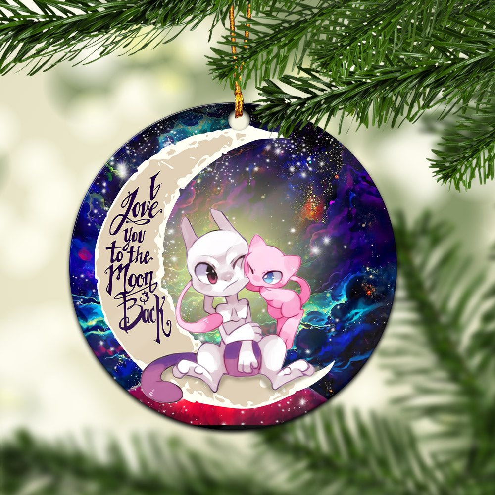 Pokemon Couple Mew Mewtwo Love You To The Moon Galaxy Mica Circle Ornament Perfect Gift For Holiday Nearkii