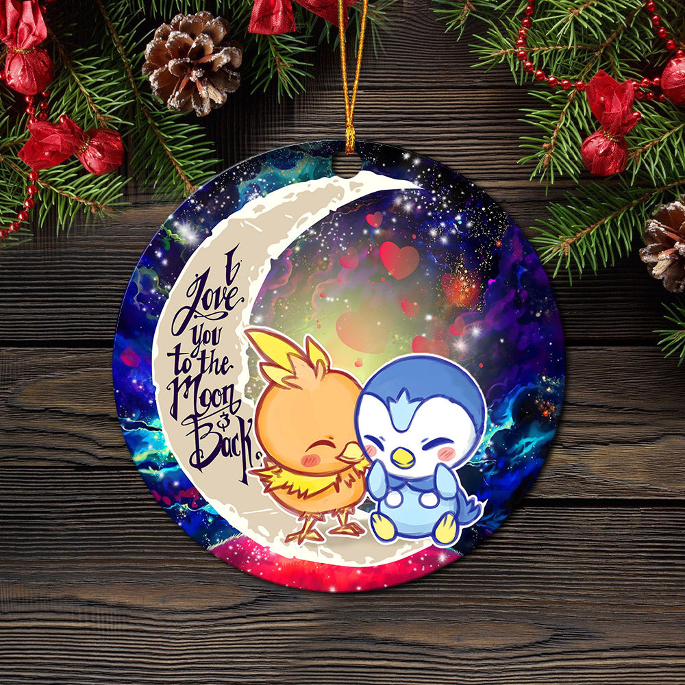 Pokemon Torchic Piplup Love You To The Moon Galaxy Mica Circle Ornament Perfect Gift For Holiday Nearkii