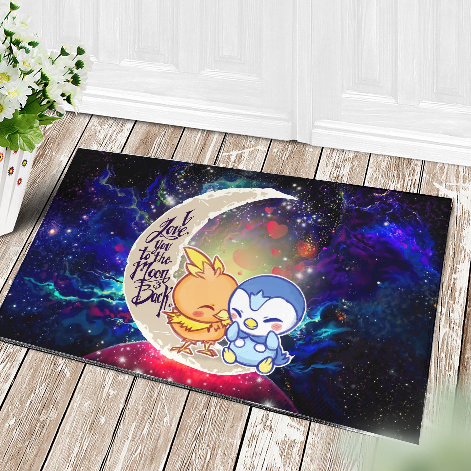 Pokemon Torchic Piplup Love You To The Moon Galaxy Doormat Home Decor Nearkii