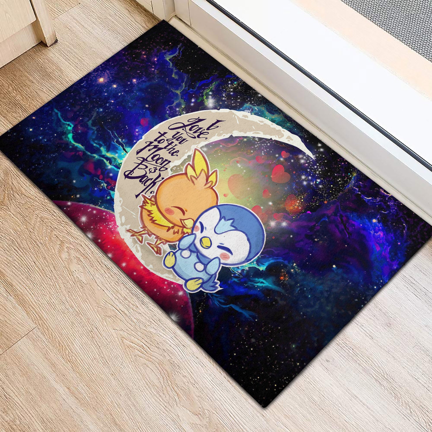 Pokemon Torchic Piplup Love You To The Moon Galaxy Doormat Home Decor Nearkii