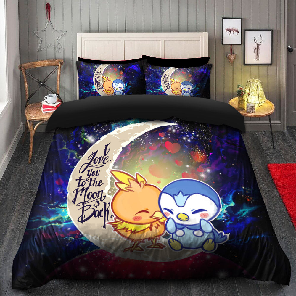 Pokemon Torchic Piplup Love You To The Moon Galaxy Bedding Set Duvet Cover And 2 Pillowcases Nearkii