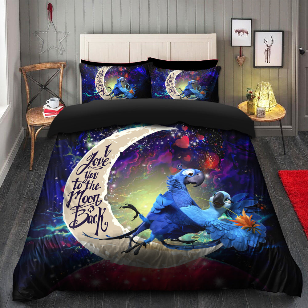 Rio Blu and Jewel Love You To The Moon Galaxy Bedding Set Duvet Cover And 2 Pillowcases Nearkii