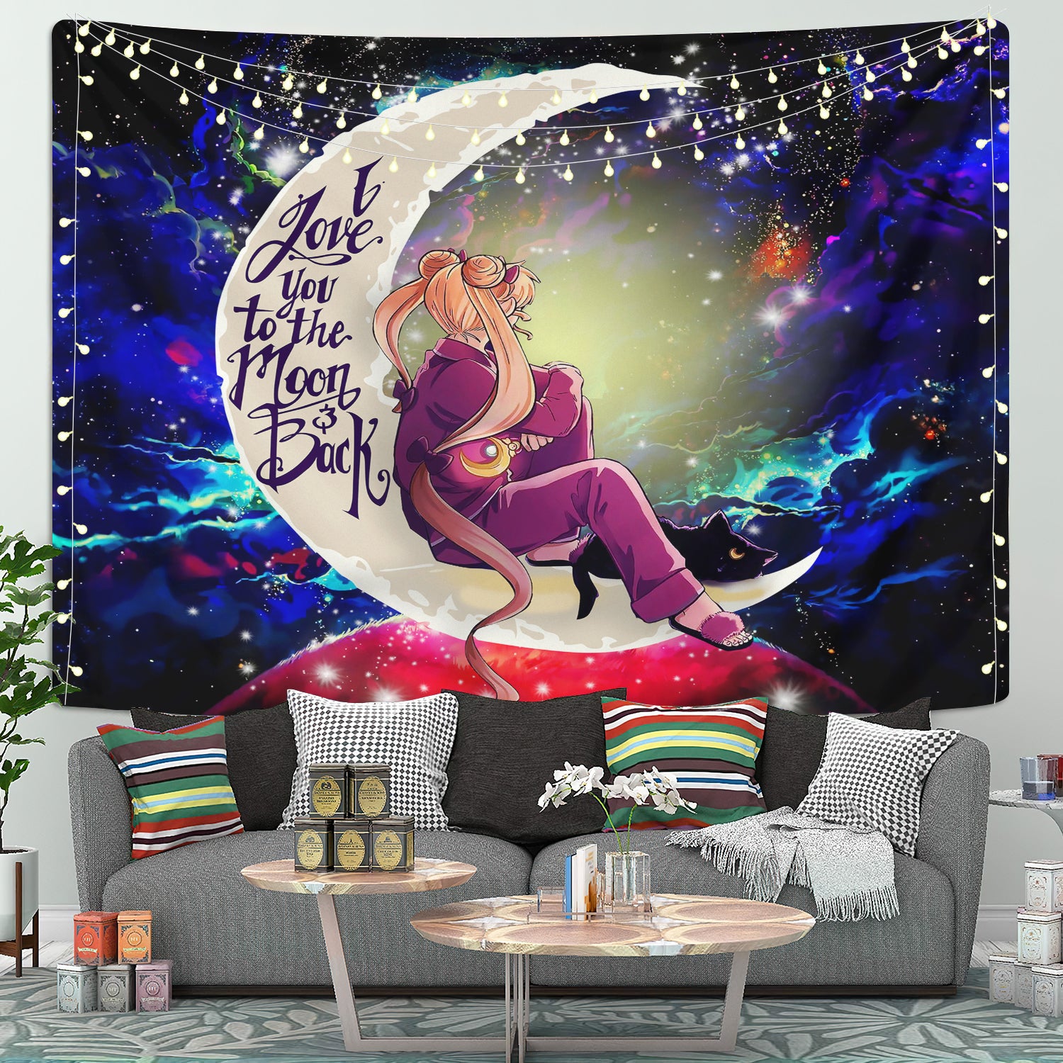 Sailor Moon 1 Love You To The Moon Galaxy Tapestry Room Decor Nearkii