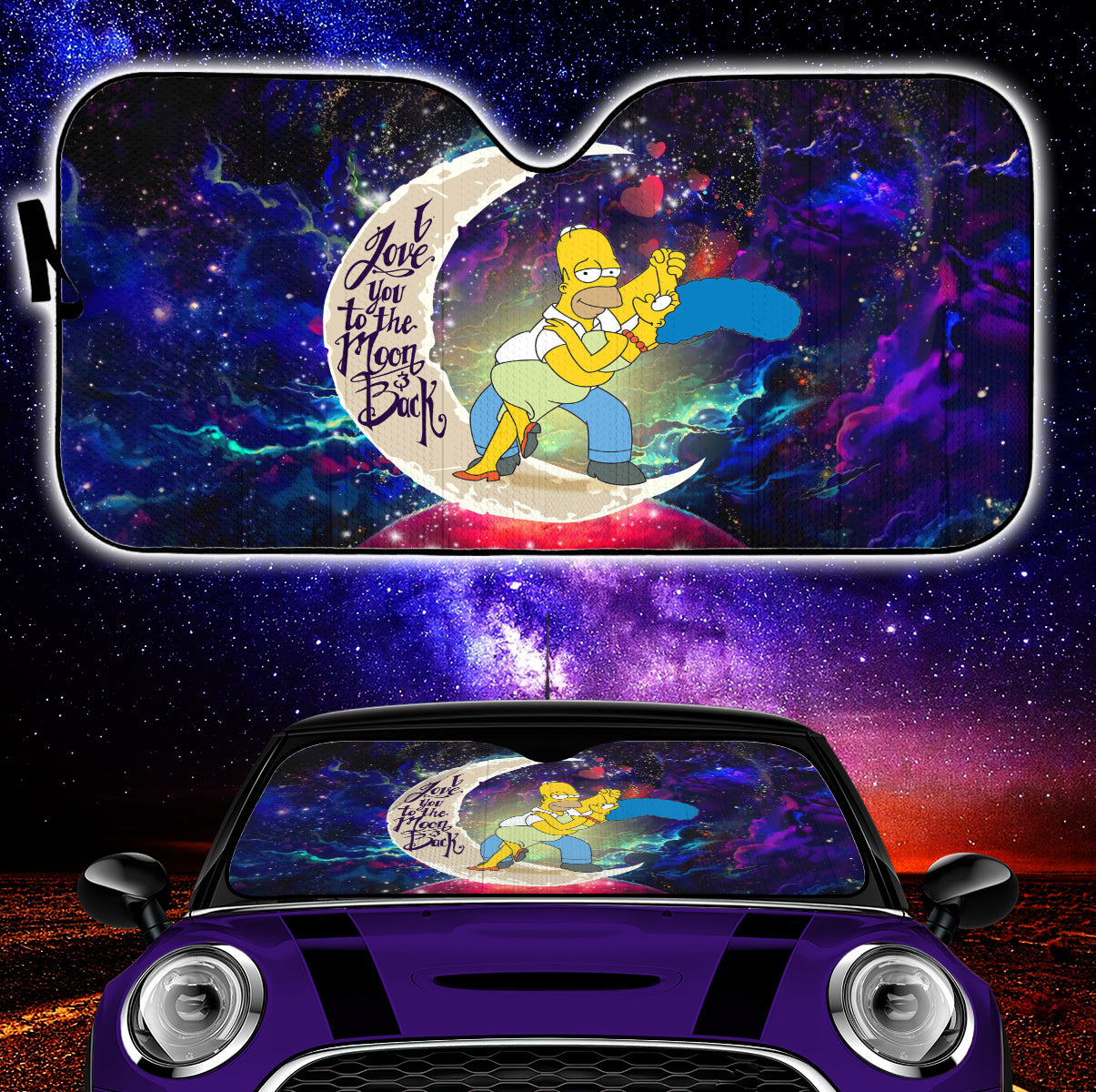 Simpsons Family Love You To The Moon Galaxy Car Auto Sunshades Nearkii