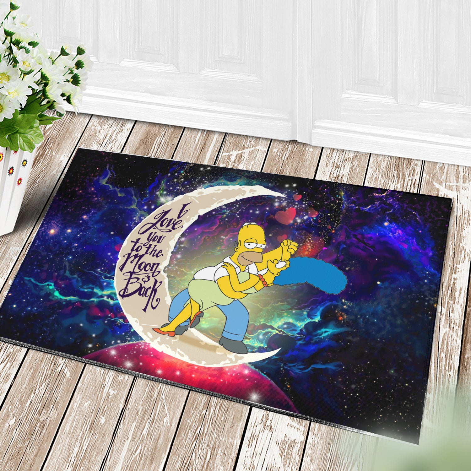 Simpsons Family Love You To The Moon Galaxy Doormat Home Decor Nearkii