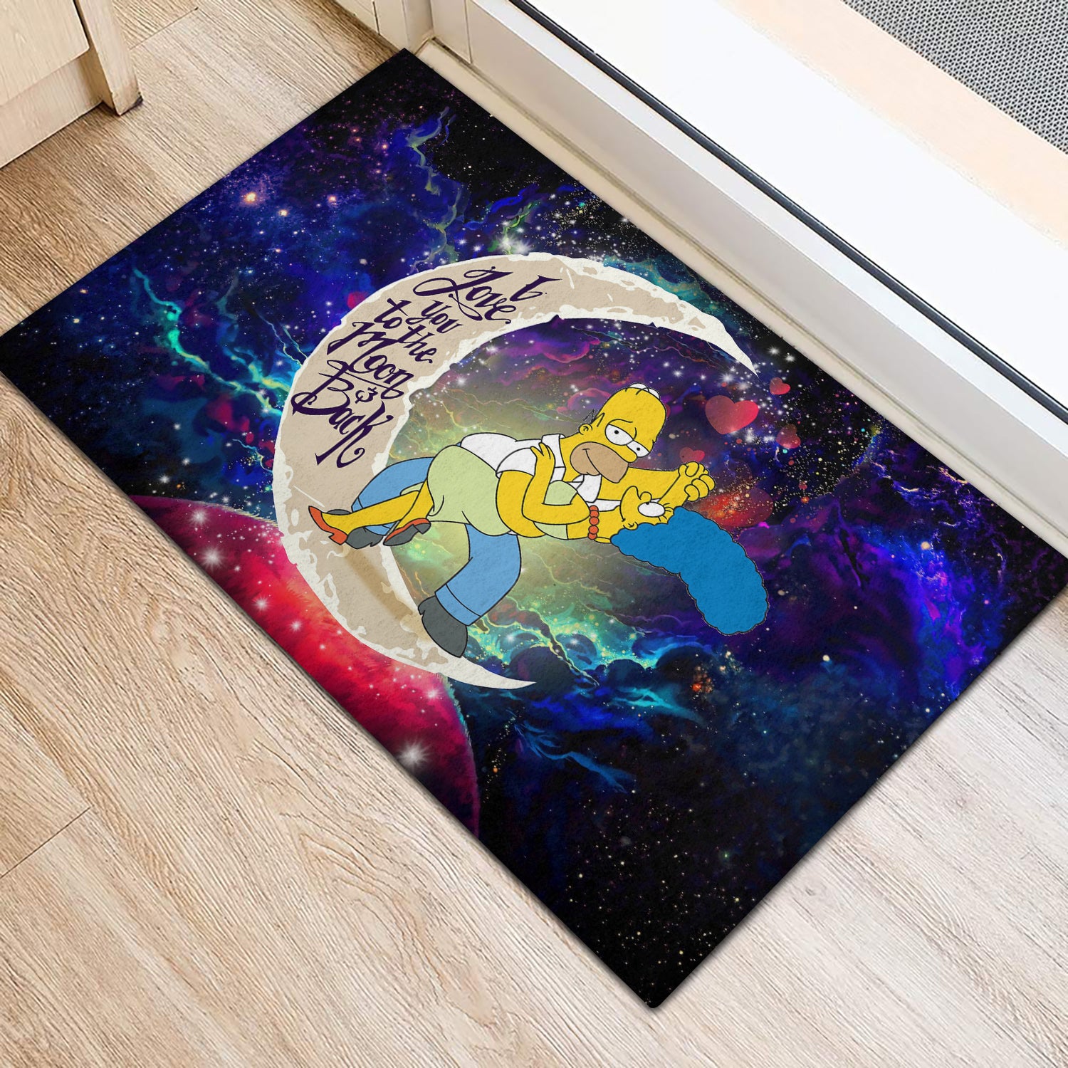 Simpsons Family Love You To The Moon Galaxy Doormat Home Decor Nearkii
