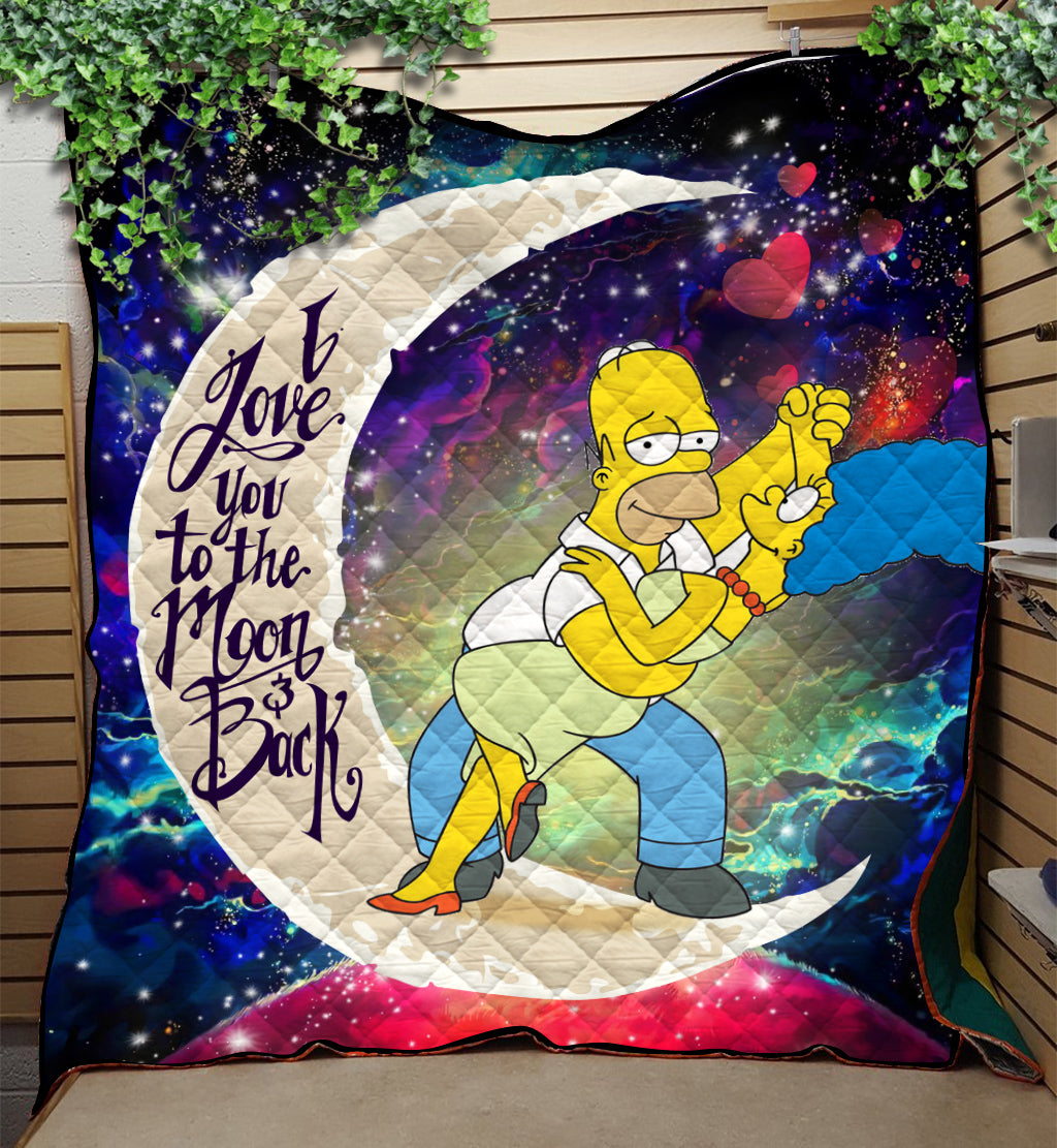 Simpsons Family Love You To The Moon Galaxy Quilt Blanket Nearkii