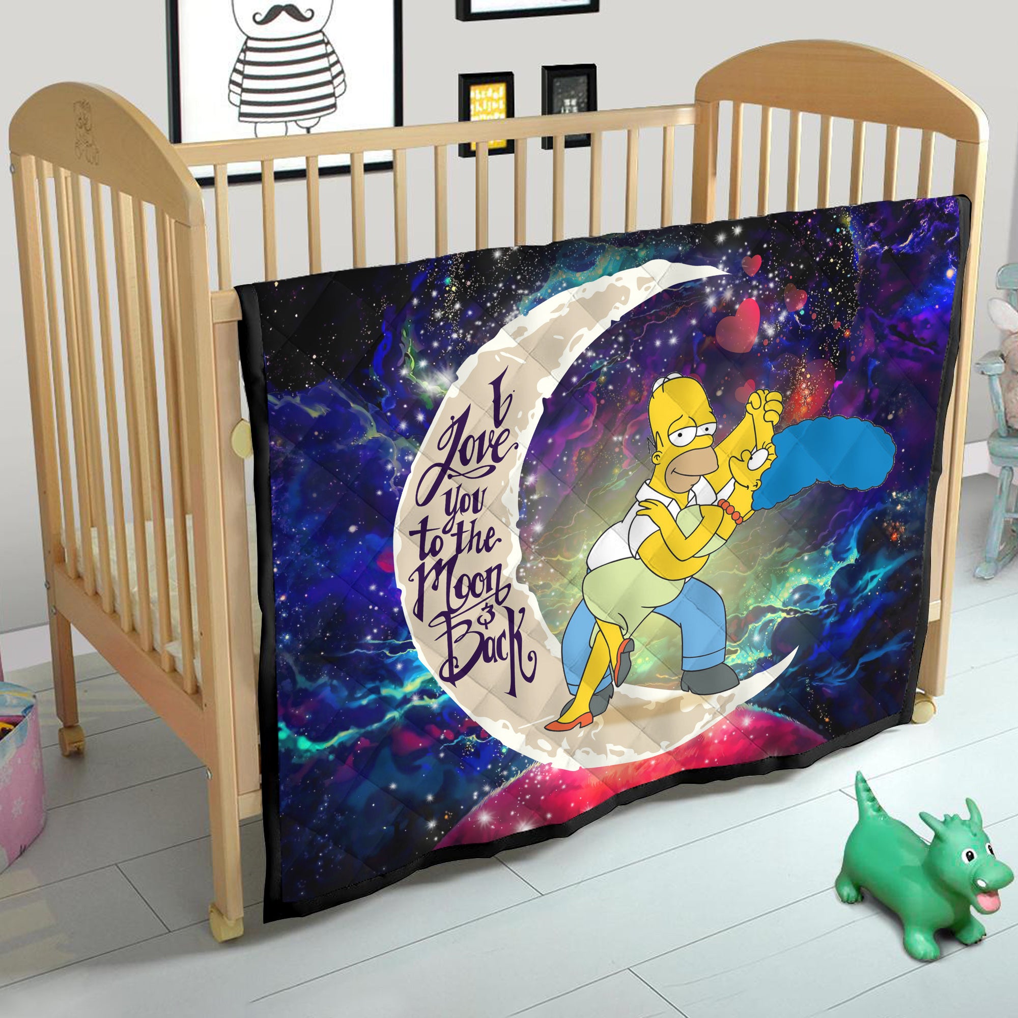 Simpsons Family Love You To The Moon Galaxy Quilt Blanket Nearkii