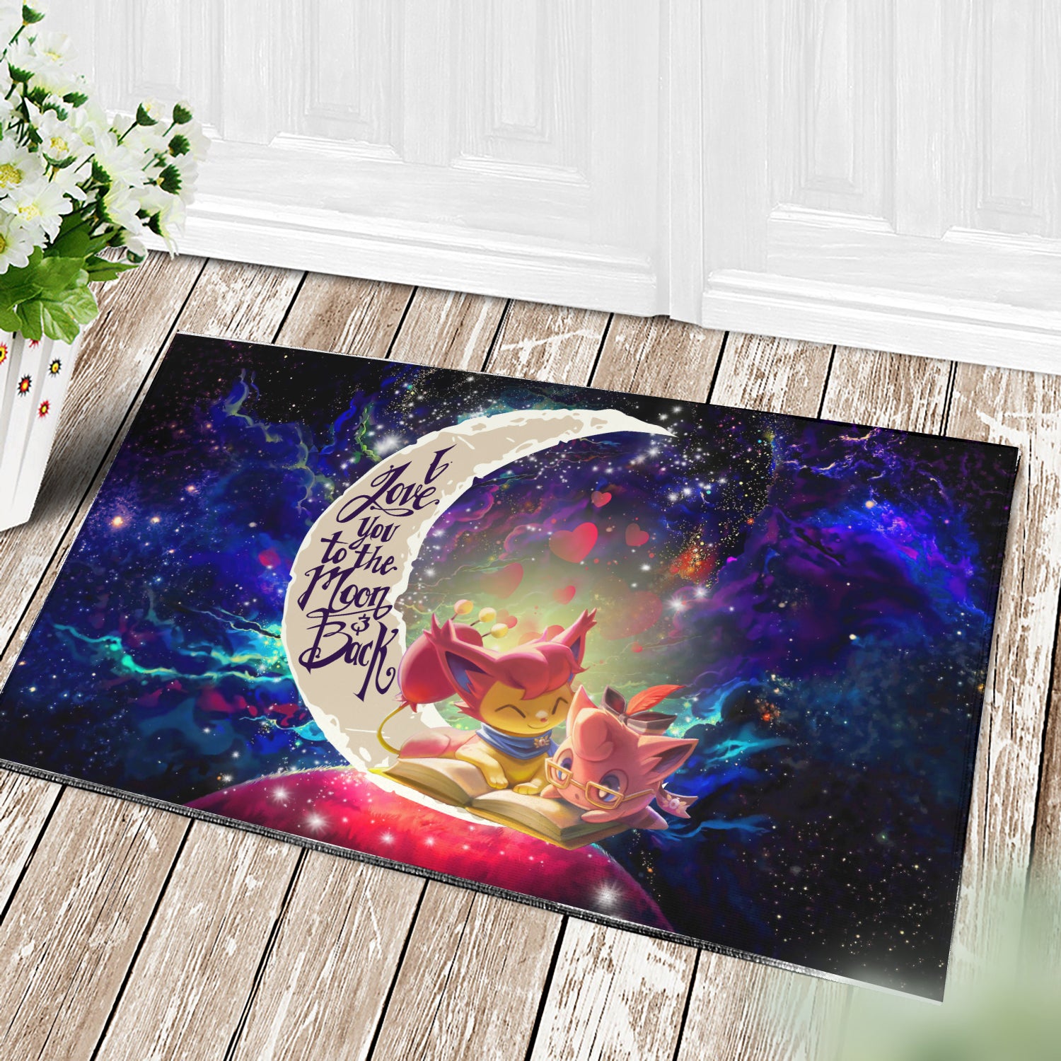 Skitty And Jigglypuff Pokemon Love You To The Moon Galaxy Doormat Home Decor Nearkii