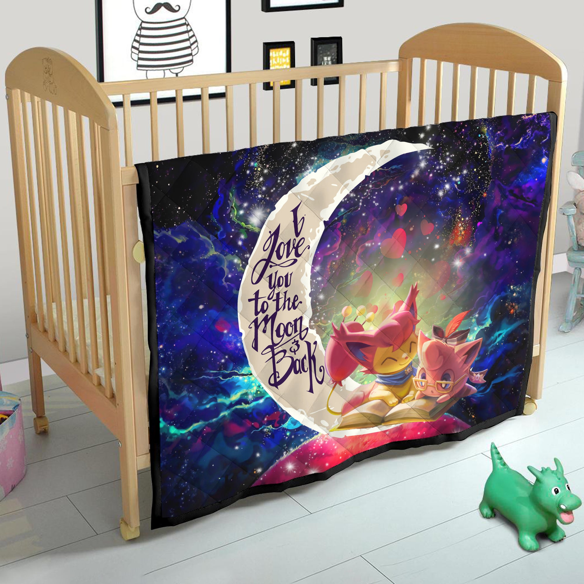 Skitty And Jigglypuff Pokemon Love You To The Moon Galaxy Quilt Blanket Nearkii