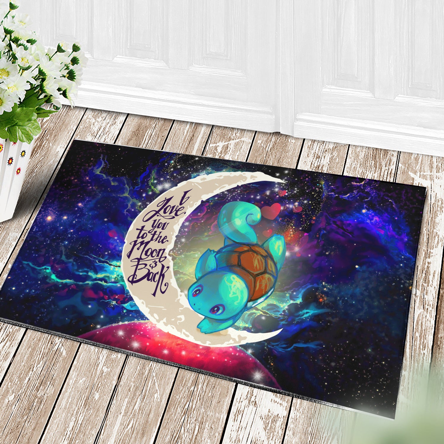 Squirtle Pokemon Love You To The Moon Galaxy Doormat Home Decor Nearkii