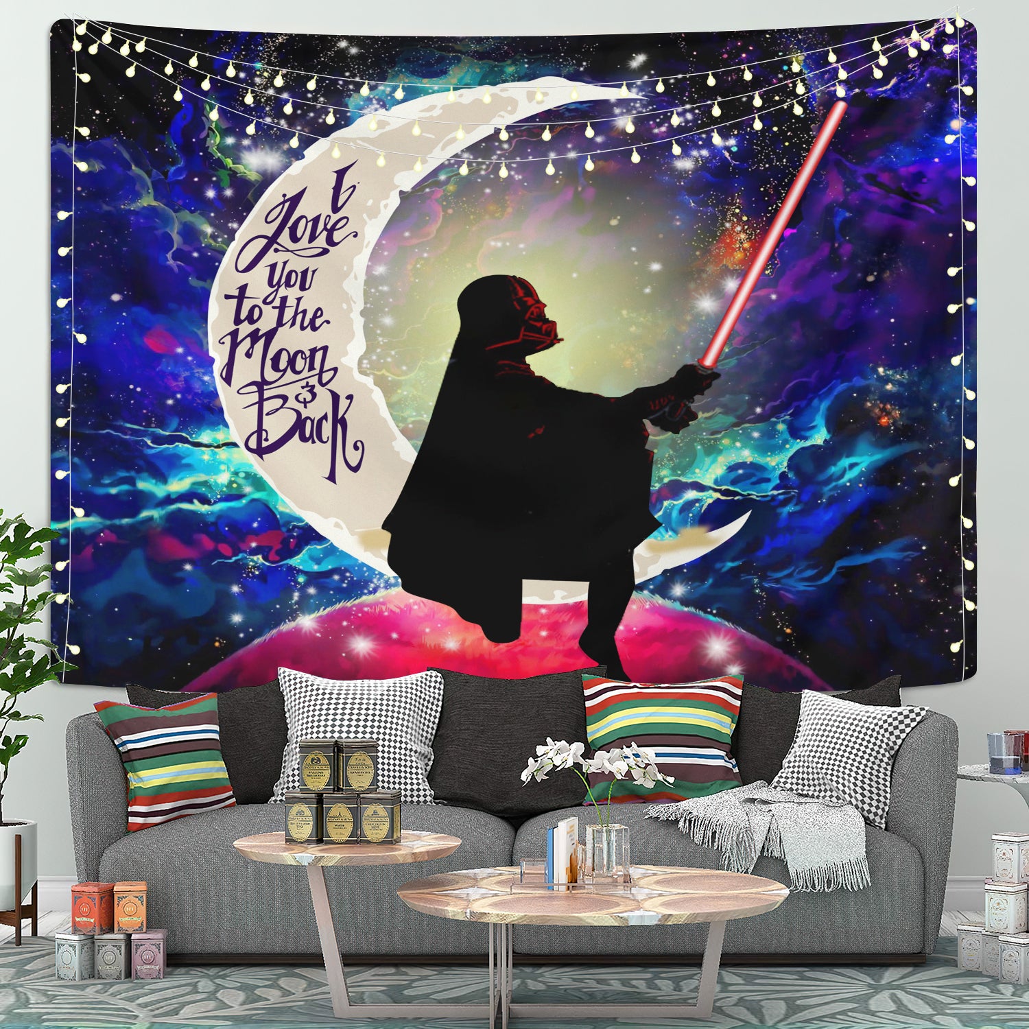Star War Love You To The Moon Galaxy Tapestry Room Decor Nearkii