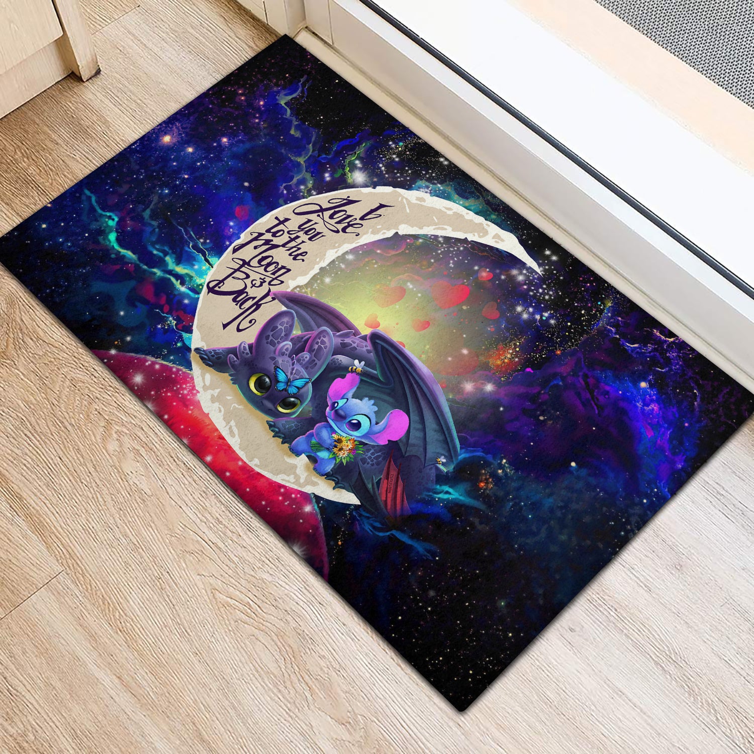 Stitch And Toothless Love You To The Moon Galaxy Doormat Home Decor Nearkii