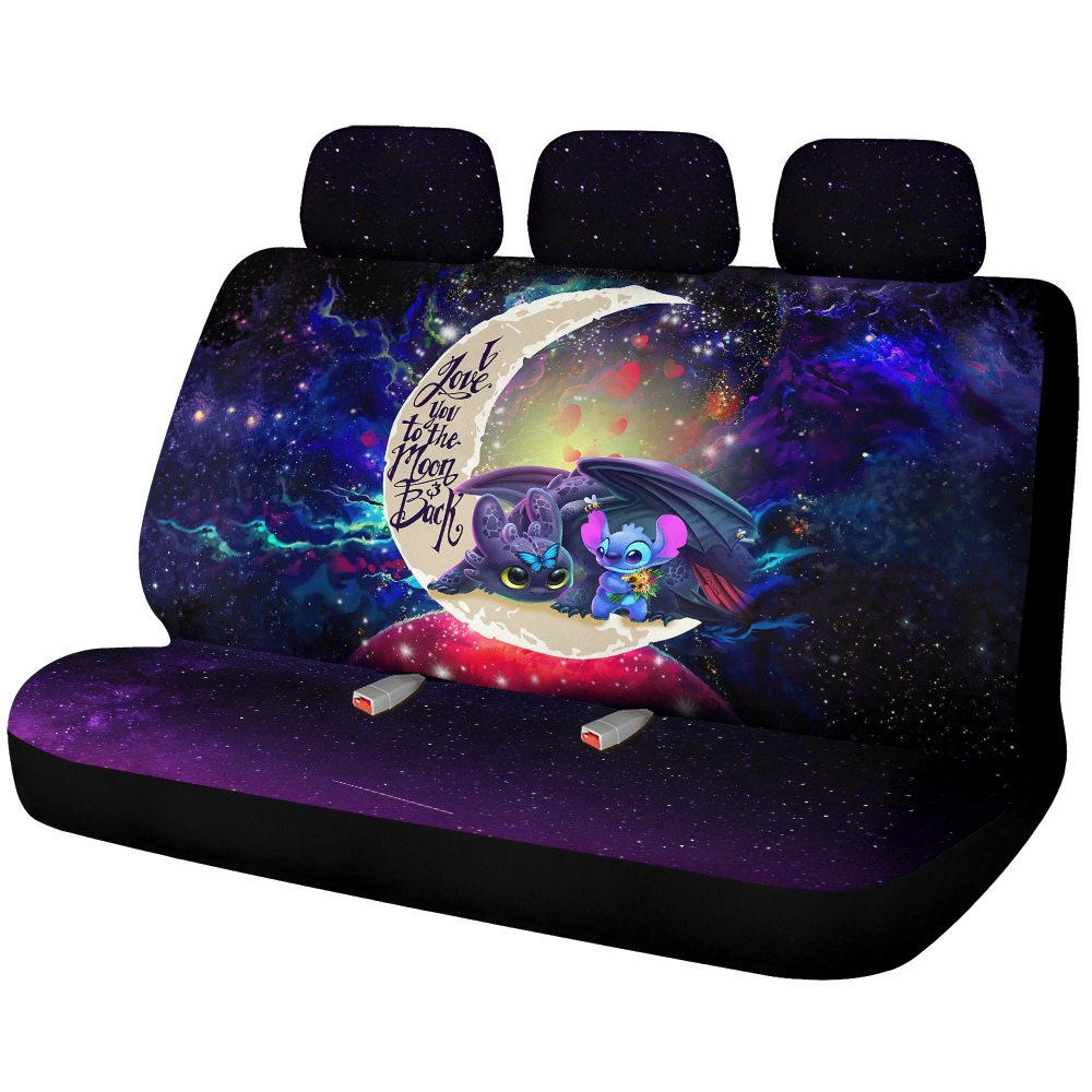 Stitch And Toothless Love You To The Moon Galaxy Car Back Seat Covers Decor Protectors Nearkii