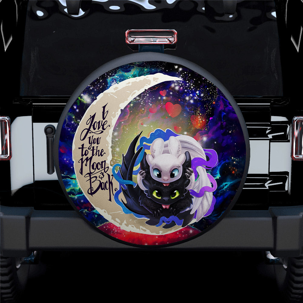 Toothless And Light Fury How To Train Your Dragon Love You To The Moon Galaxy Car Spare Tire Covers Gift For Campers Nearkii