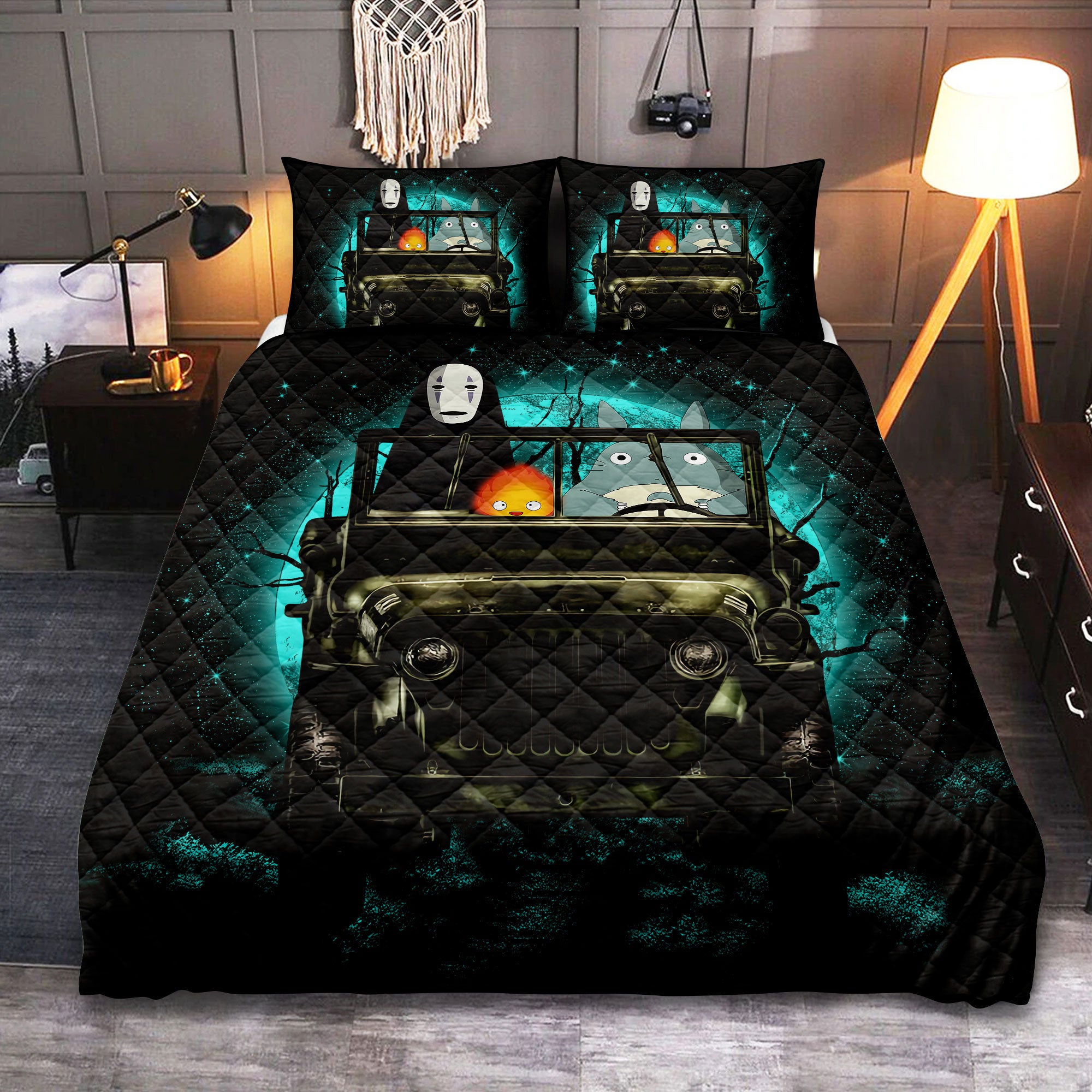 Totoro No Face Ghibli Ride Jeep Halloween Moonlight Quilt Bed Sets Nearkii